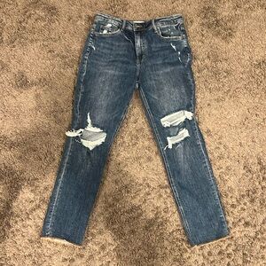 Lovervet Mid-rise medium wash distressed cuffed boyfriend Jeans 31
